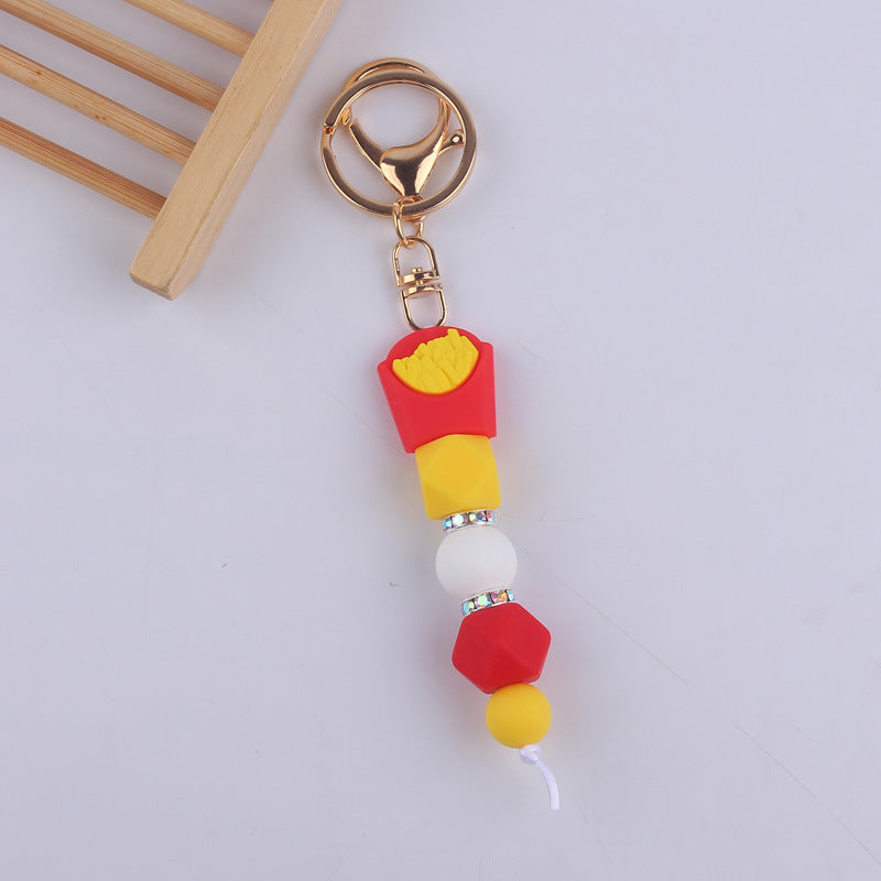 Llavero con cuentas de silicona de sandía de frutas al por mayor